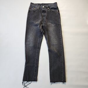 Levi's 501 Classic Gray Women's Jeans Button Fly Torn Edges